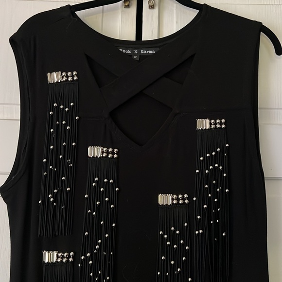 Rock N Karma tunic sleeveless beaded fringe - Picture 2 of 3